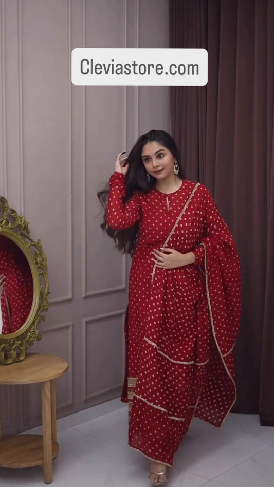 Red Levis party wear kurta set
