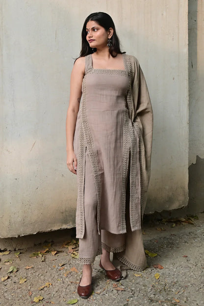 Jiya Elegant Lace-Detail Premium Kurta Set