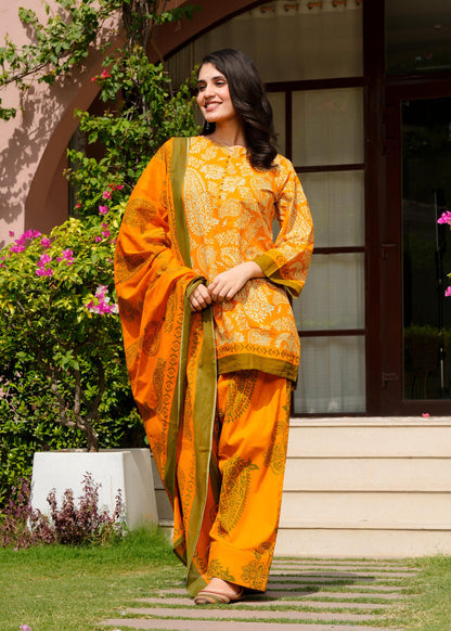 Gold Anarkali Farshi Salwar suit set