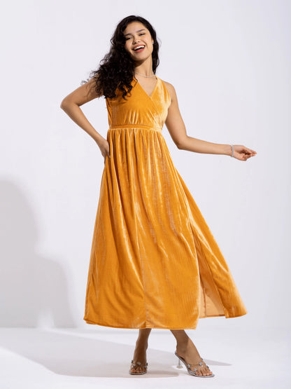 Women Solid PlainV Neck Half Sleeves Dress For women