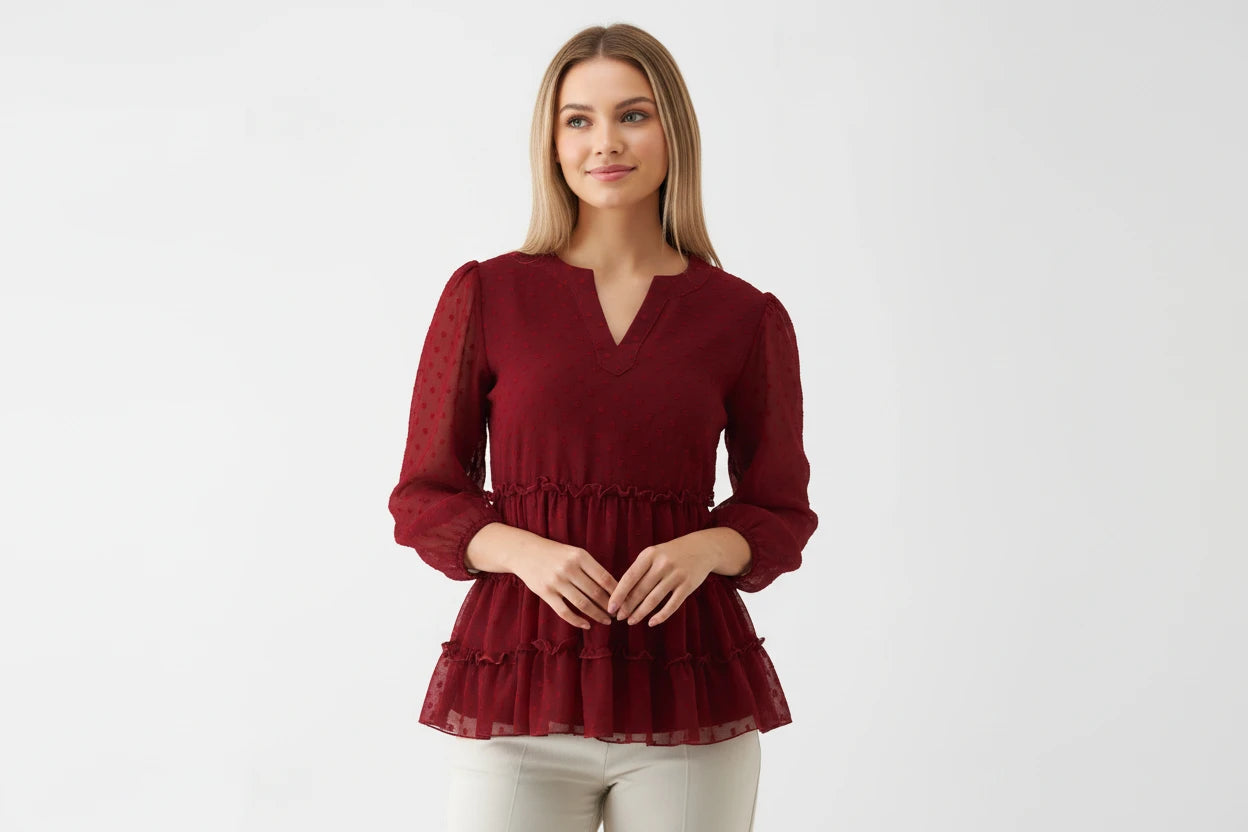 Jenisha Puff Sleeves Regular Top
