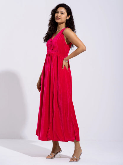 Women Solid PlainV Neck Half Sleeves Dress For women