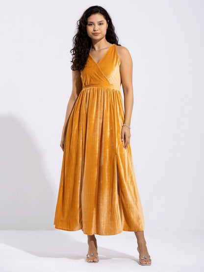 Women Solid PlainV Neck Half Sleeves Dress For women