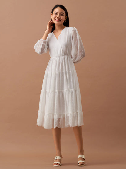 Women Polyster Plain & Solid Beige Color Dress