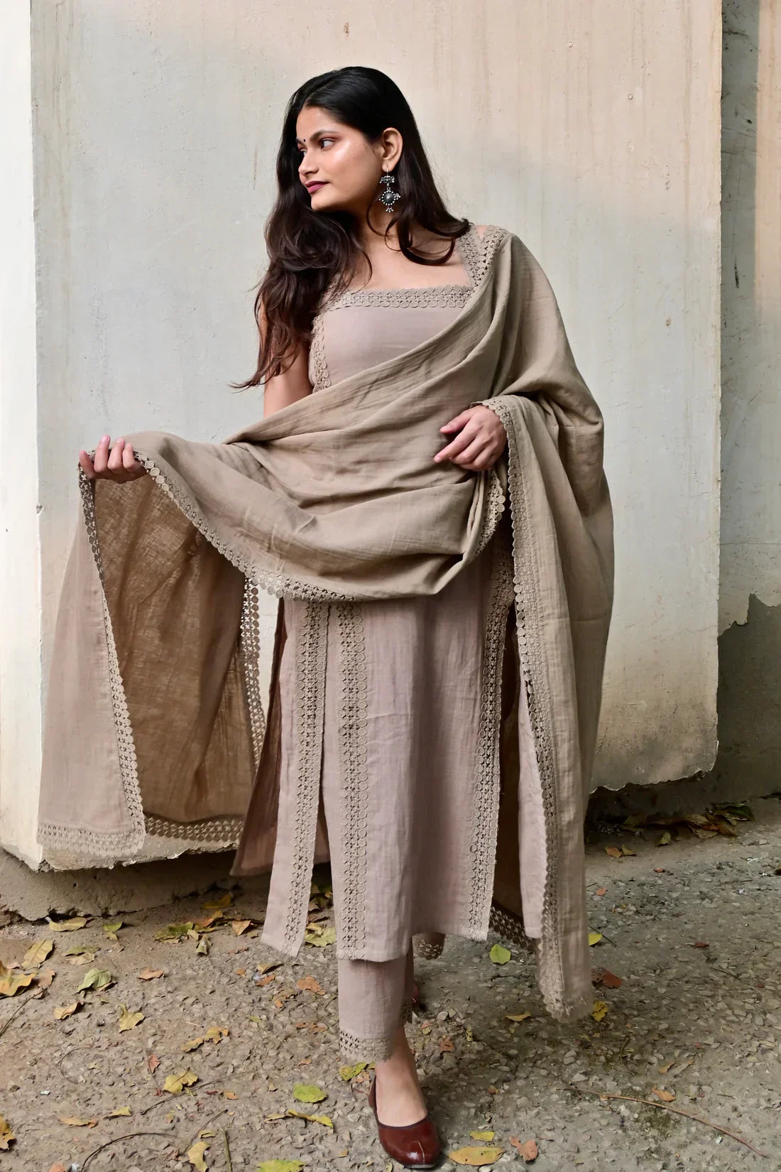 Jiya Elegant Lace-Detail Premium Kurta Set