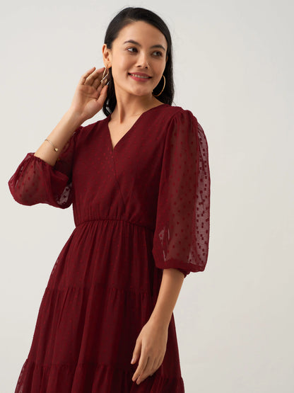 Women Polyster Plain & Solid Beige Color Dress