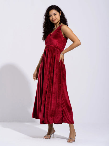 Women Solid PlainV Neck Half Sleeves Dress For women