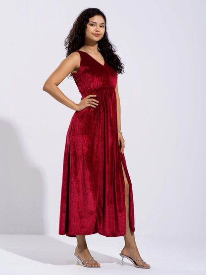Women Solid PlainV Neck Half Sleeves Dress For women