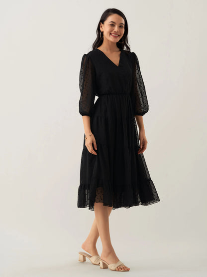 Women Polyster Plain & Solid Beige Color Dress