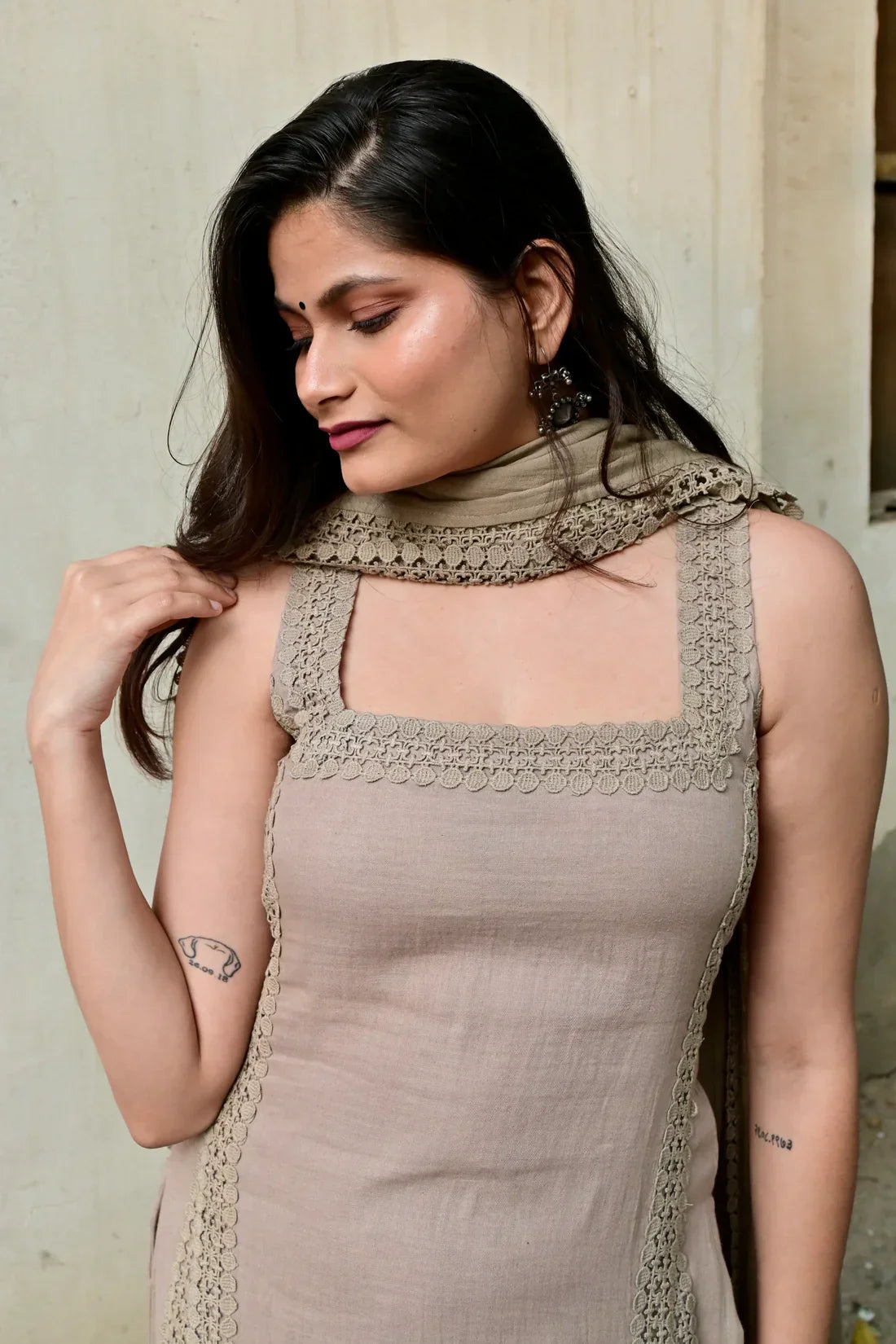 Jiya Elegant Lace-Detail Premium Kurta Set