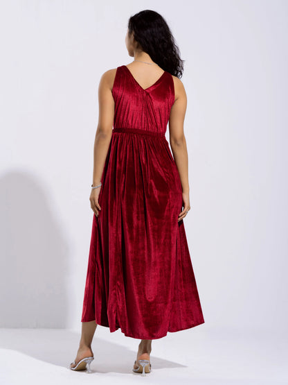 Women Solid PlainV Neck Half Sleeves Dress For women
