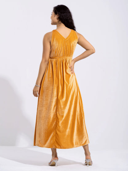 Women Solid PlainV Neck Half Sleeves Dress For women