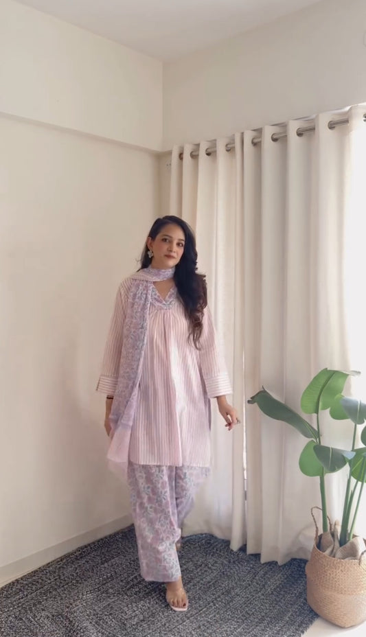 Pink Floral Kurta set