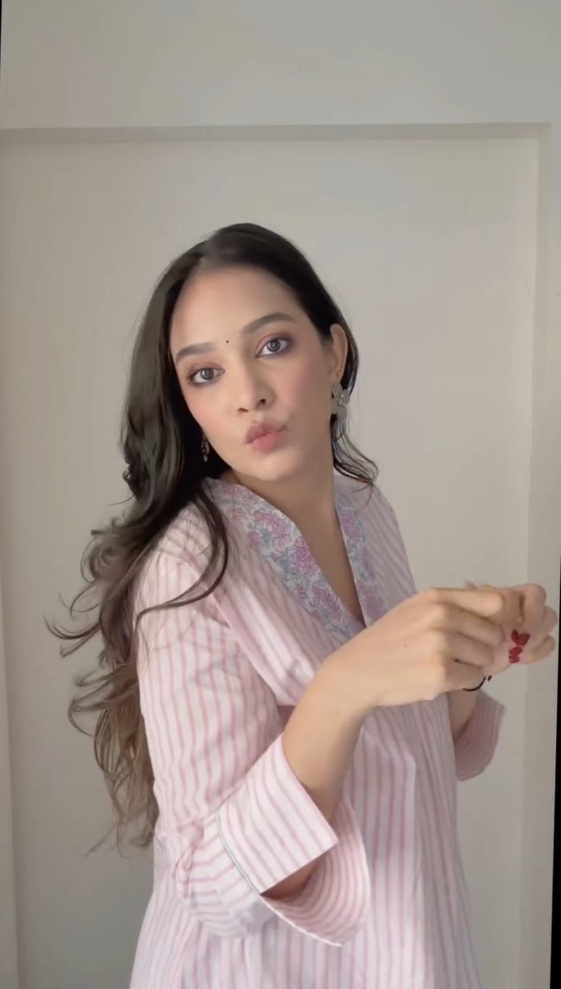 Pink Floral Kurta set