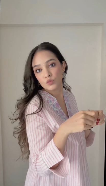 Pink Floral Kurta set