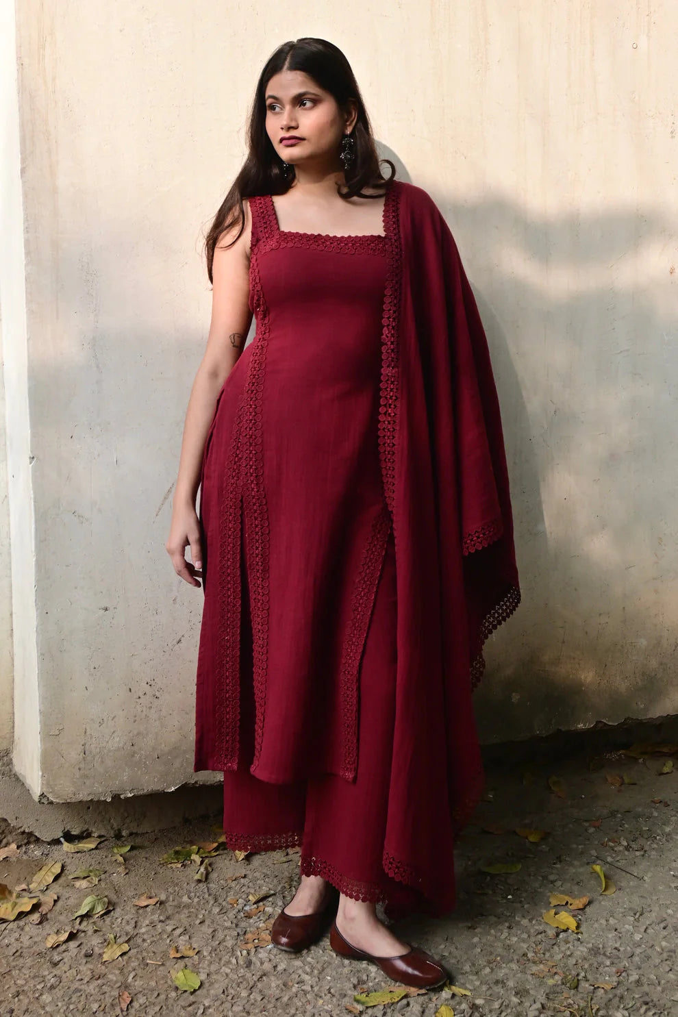 Jiya Elegant Lace-Detail Premium Kurta Set
