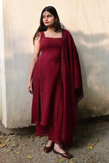 Jiya Elegant Lace-Detail Premium Kurta Set