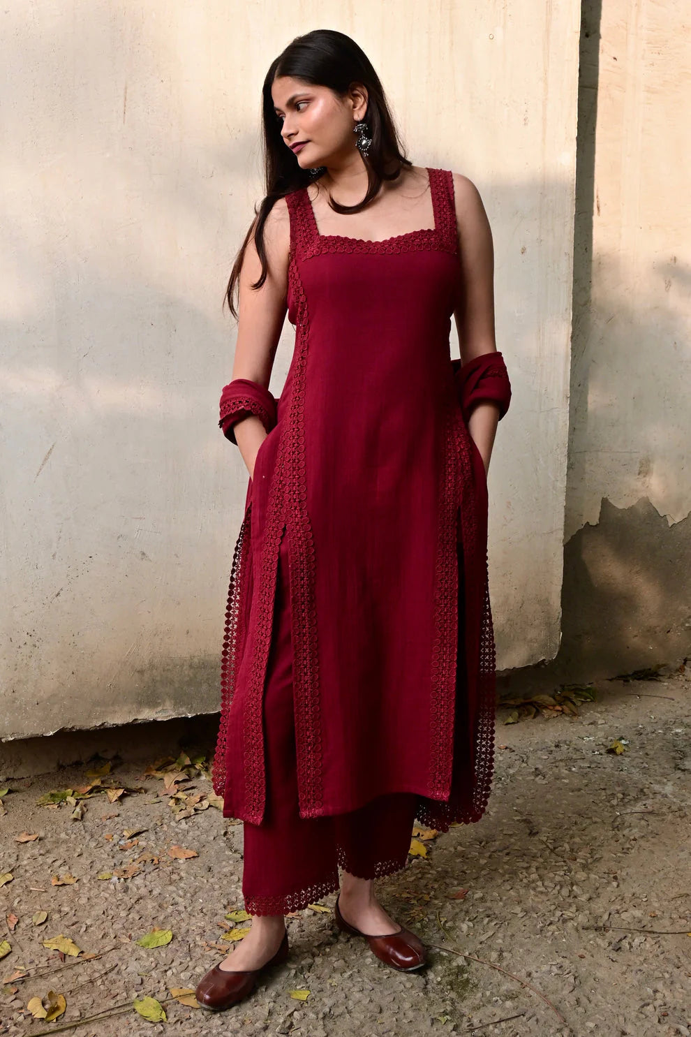 Jiya Elegant Lace-Detail Premium Kurta Set