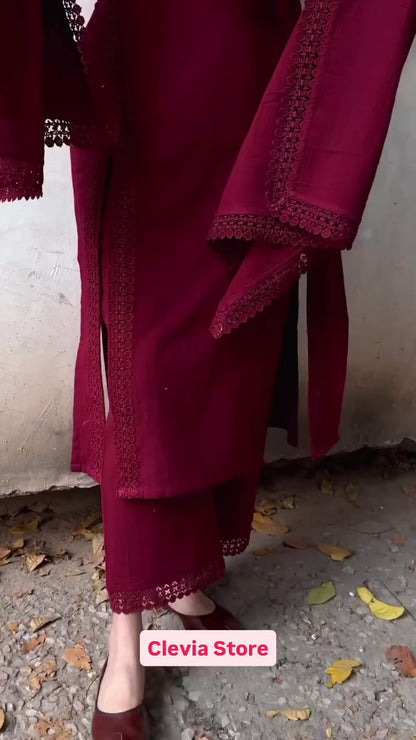 Jiya Elegant Lace-Detail Premium Kurta Set