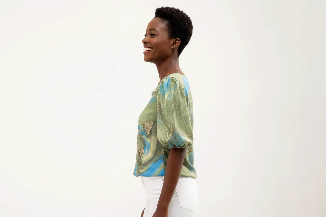 Ammy Printed Puff Sleeves Top