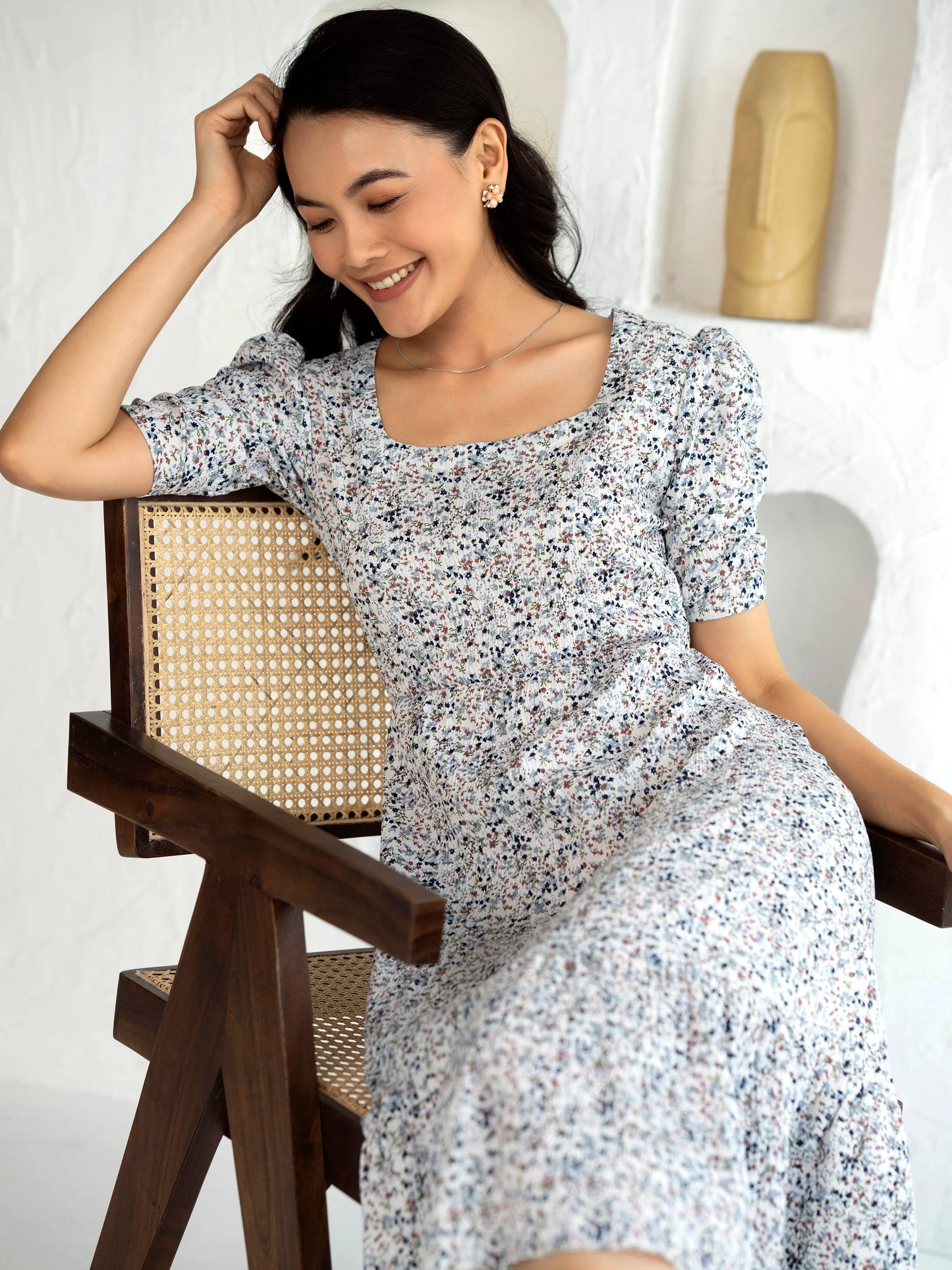Women's Western Crush Polyester Finest Flower Print Pista Fit and Flare Dress