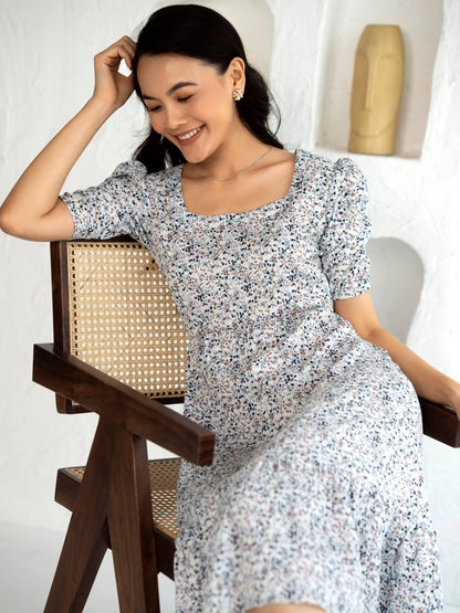 Women's Western Crush Polyester Finest Flower Print Pista Fit and Flare Dress