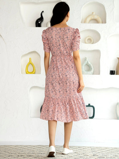 Women's Western Crush Polyester Finest Flower Print Pista Fit and Flare Dress